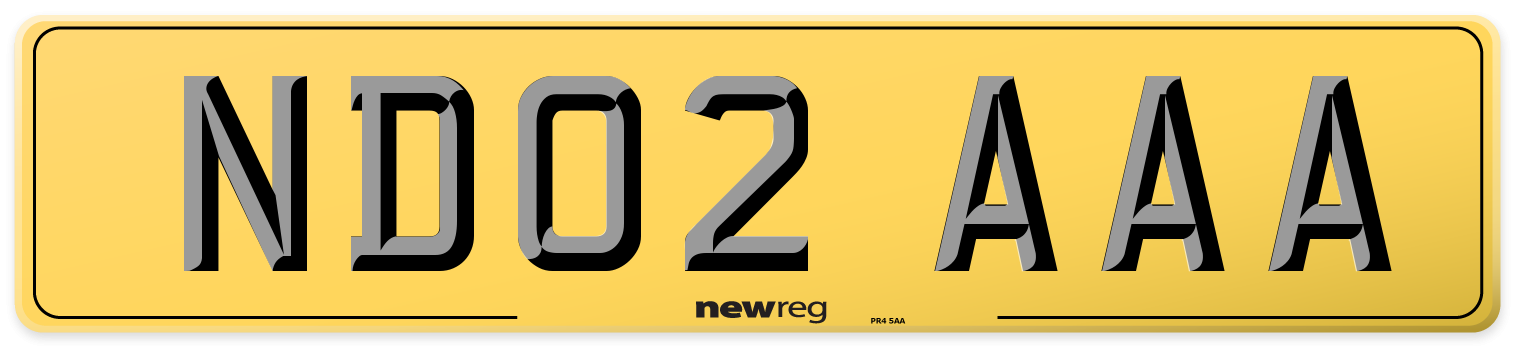 ND02 AAA Rear Number Plate