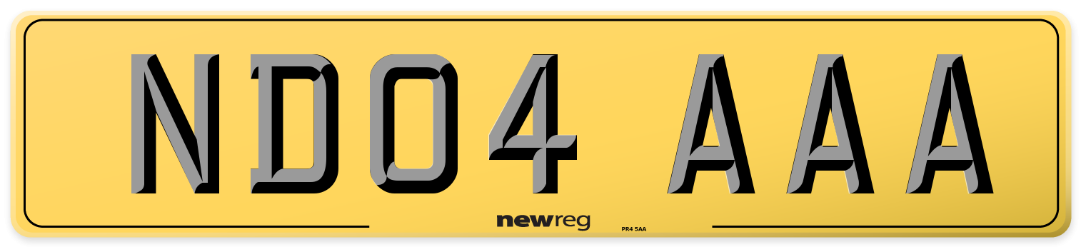 ND04 AAA Rear Number Plate