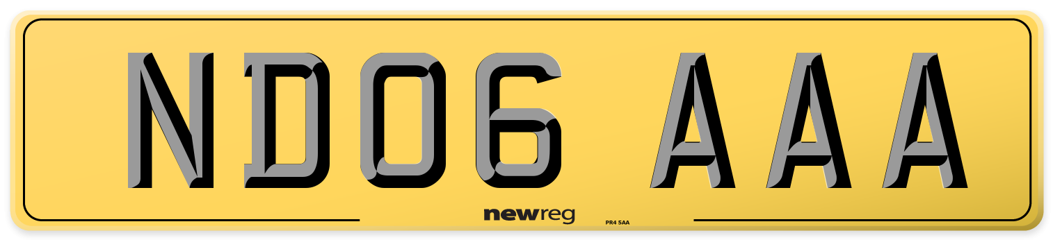 ND06 AAA Rear Number Plate