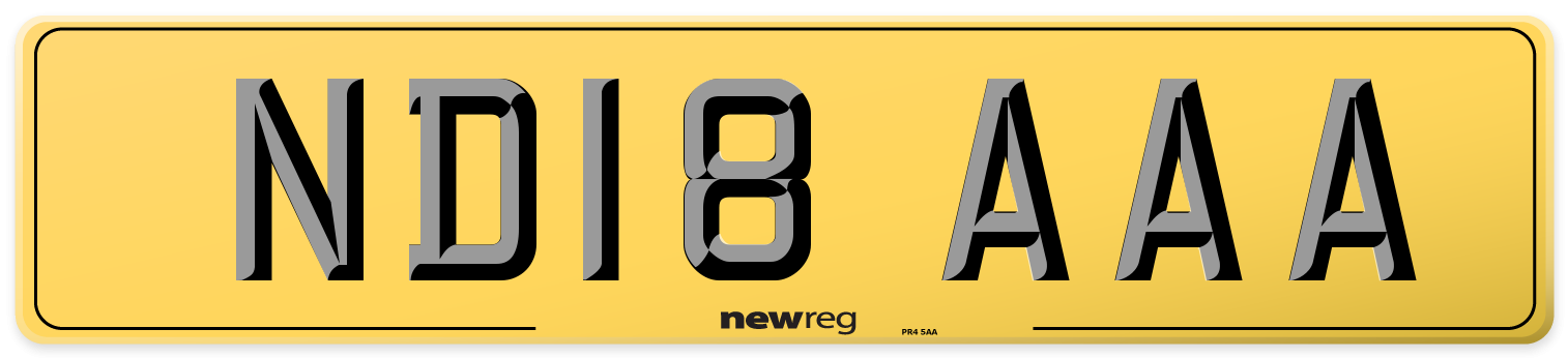 ND18 AAA Rear Number Plate