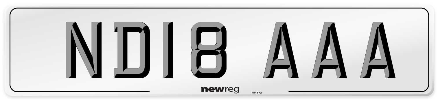 ND18 AAA Front Number Plate