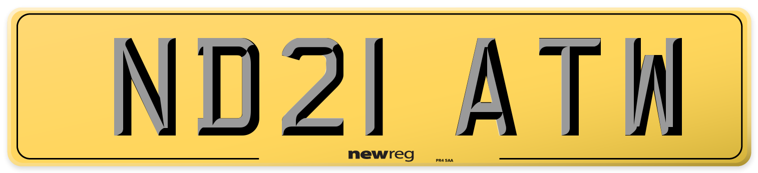 ND21 ATW Rear Number Plate