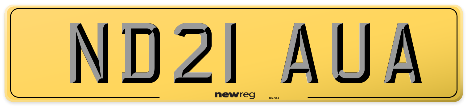 ND21 AUA Rear Number Plate