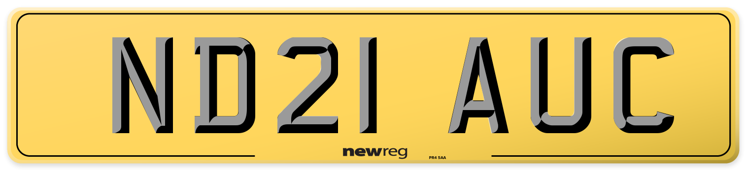 ND21 AUC Rear Number Plate