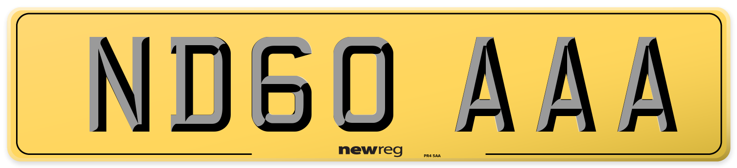 ND60 AAA Rear Number Plate