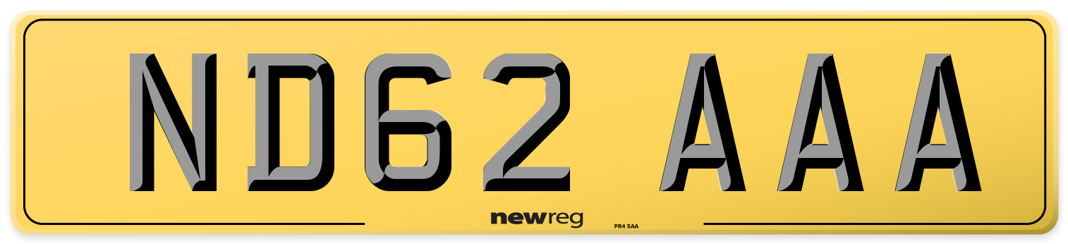ND62 AAA Rear Number Plate