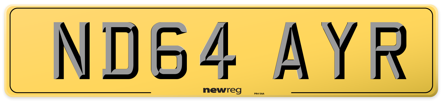 ND64 AYR Rear Number Plate