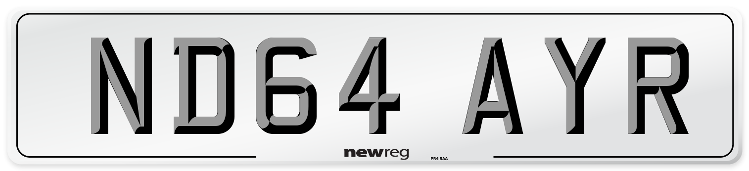 ND64 AYR Front Number Plate