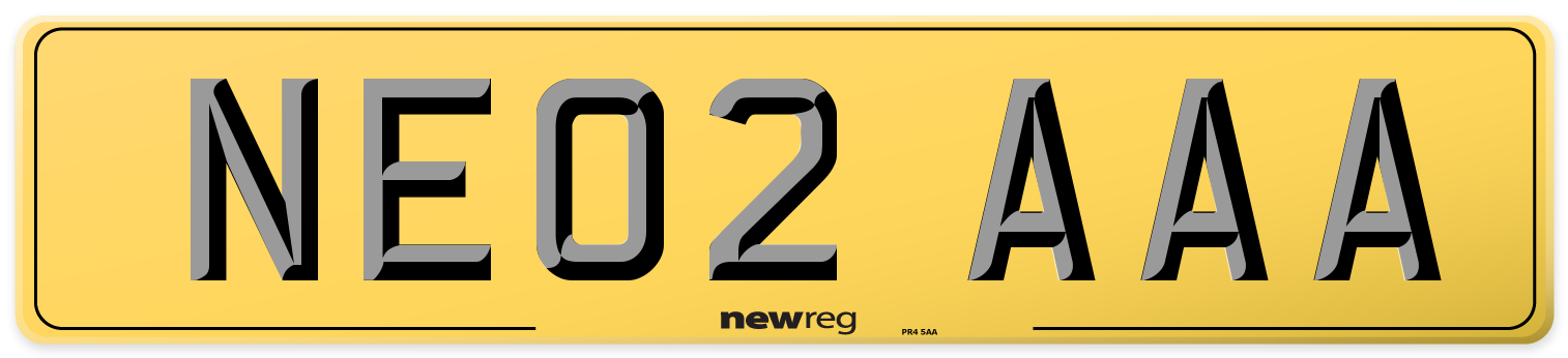 NE02 AAA Rear Number Plate