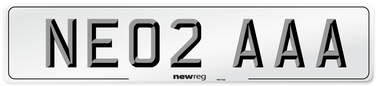 NE02 AAA Front Number Plate