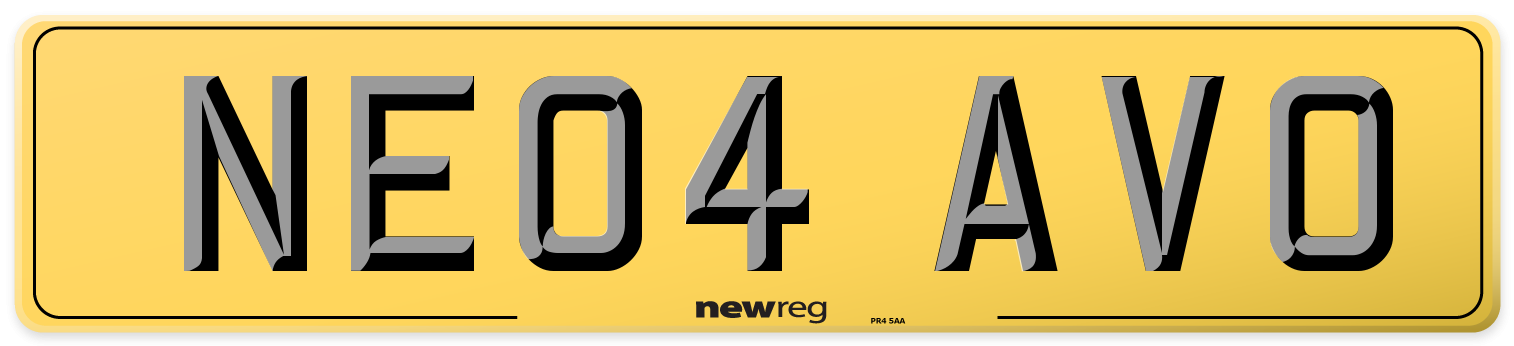 NE04 AVO Rear Number Plate