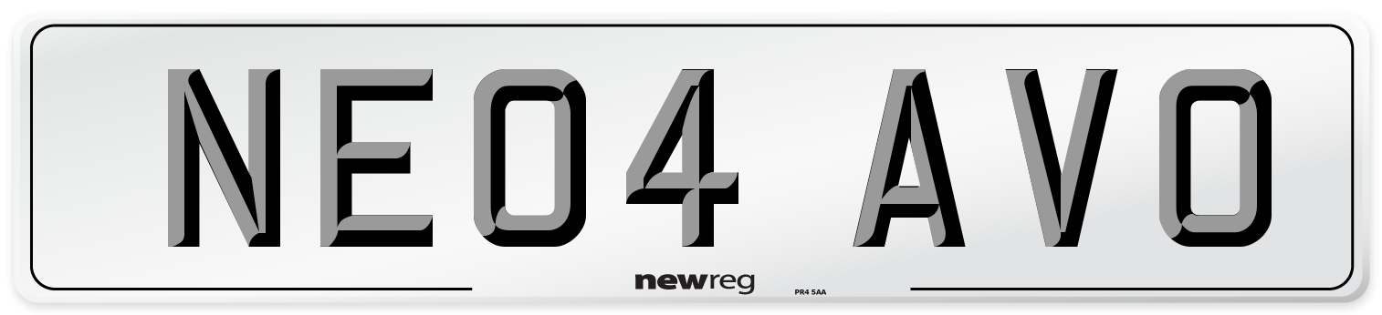 NE04 AVO Front Number Plate