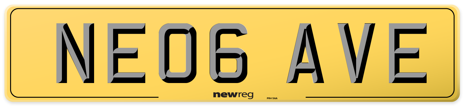 NE06 AVE Rear Number Plate