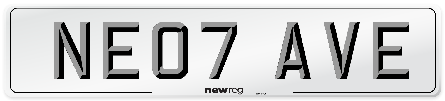 NE07 AVE Front Number Plate