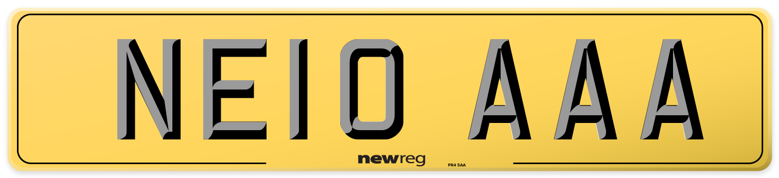 NE10 AAA Rear Number Plate