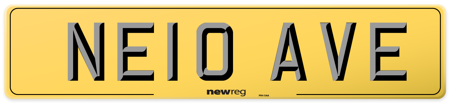 NE10 AVE Rear Number Plate
