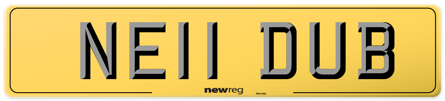 NE11 DUB Rear Number Plate