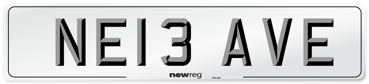 NE13 AVE Front Number Plate