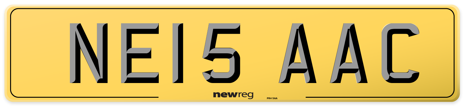NE15 AAC Rear Number Plate