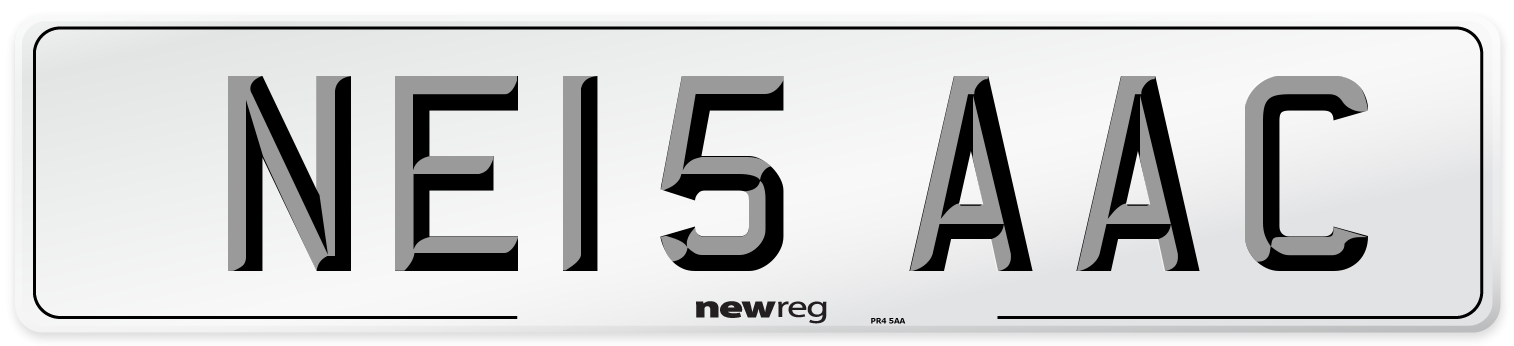 NE15 AAC Front Number Plate
