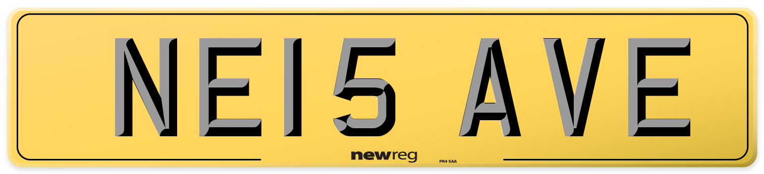 NE15 AVE Rear Number Plate