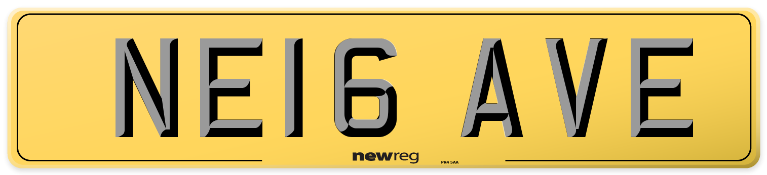 NE16 AVE Rear Number Plate