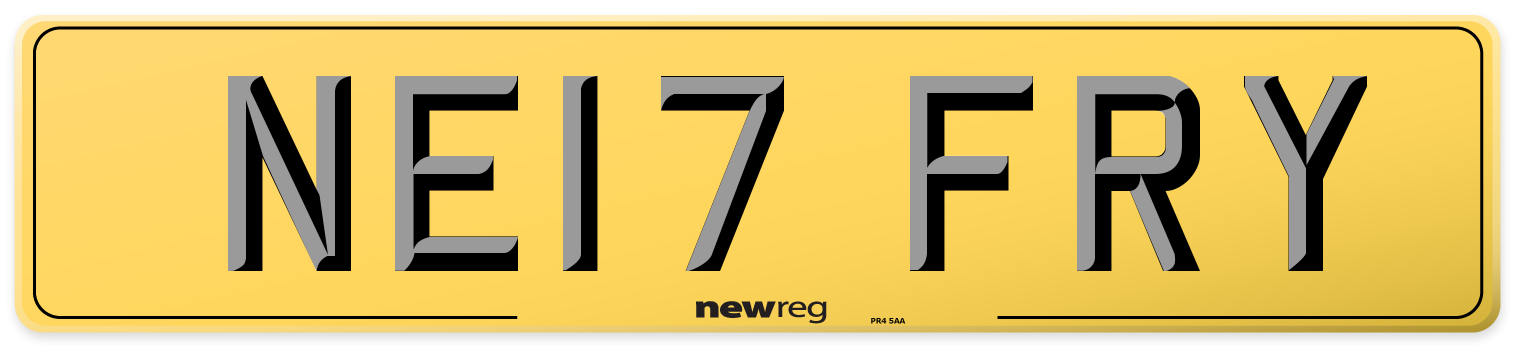 NE17 FRY Rear Number Plate