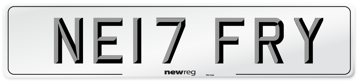 NE17 FRY Front Number Plate
