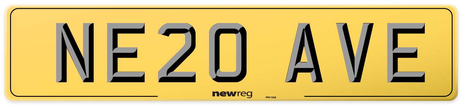 NE20 AVE Rear Number Plate