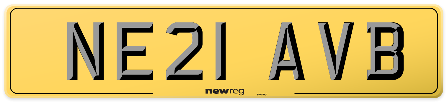 NE21 AVB Rear Number Plate