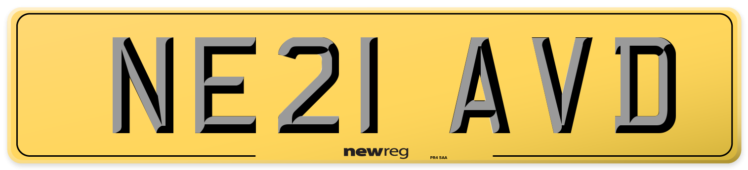 NE21 AVD Rear Number Plate