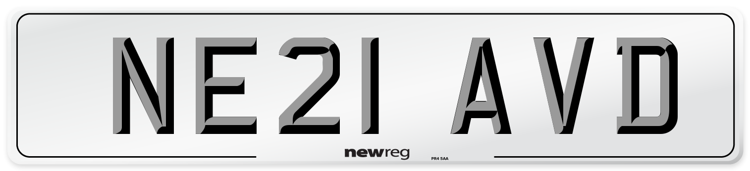 NE21 AVD Front Number Plate