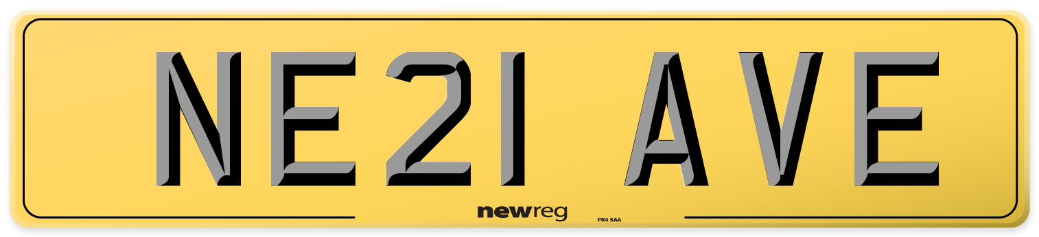 NE21 AVE Rear Number Plate