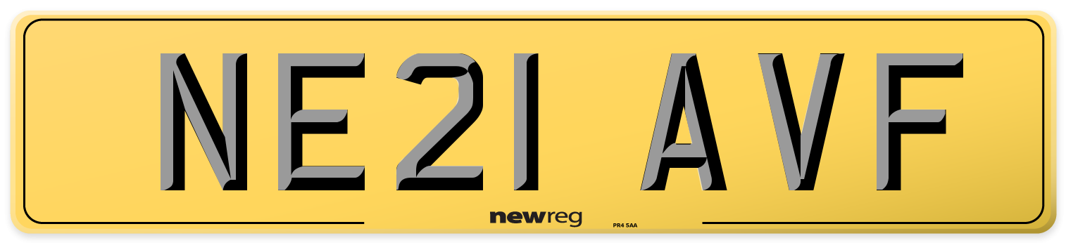 NE21 AVF Rear Number Plate