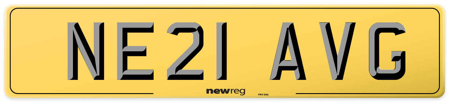 NE21 AVG Rear Number Plate