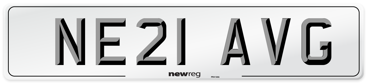 NE21 AVG Front Number Plate