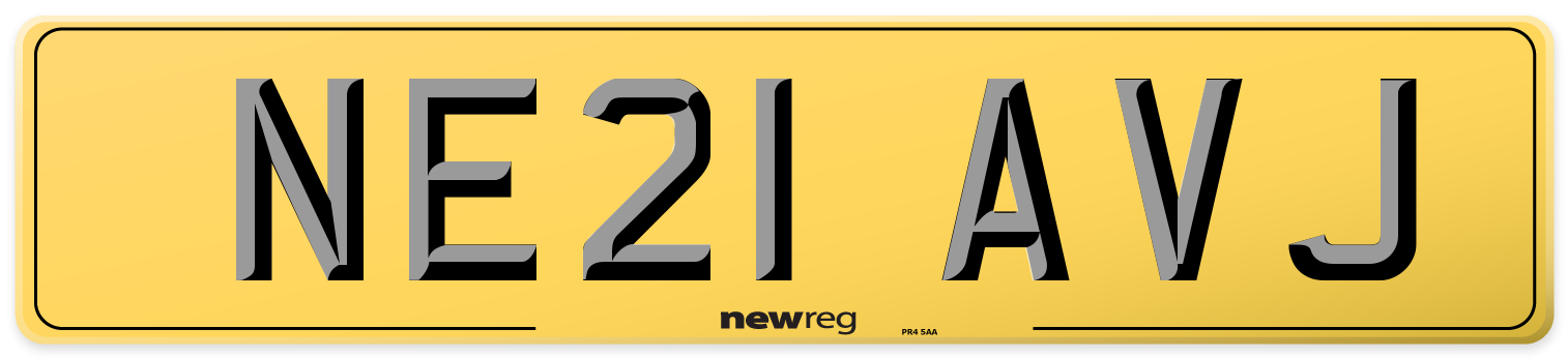 NE21 AVJ Rear Number Plate