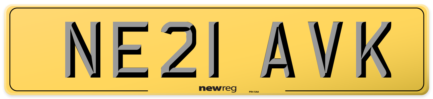 NE21 AVK Rear Number Plate