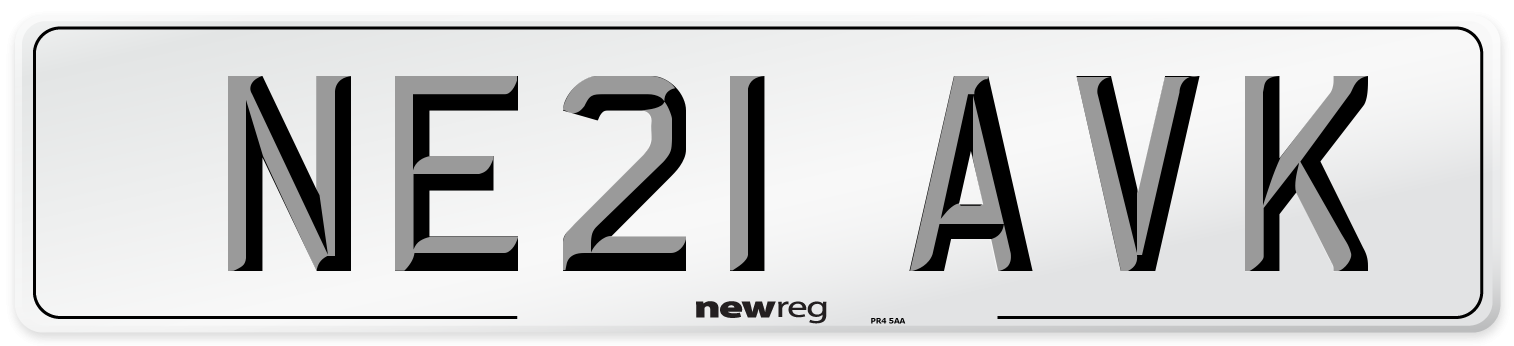 NE21 AVK Front Number Plate