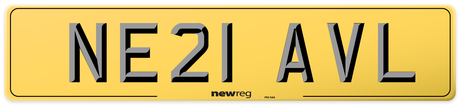 NE21 AVL Rear Number Plate