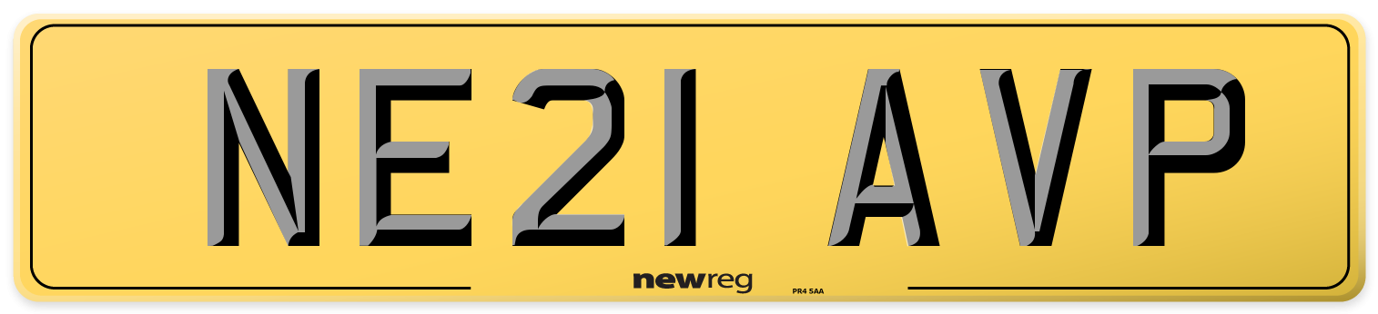 NE21 AVP Rear Number Plate