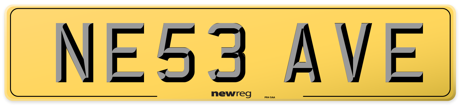 NE53 AVE Rear Number Plate