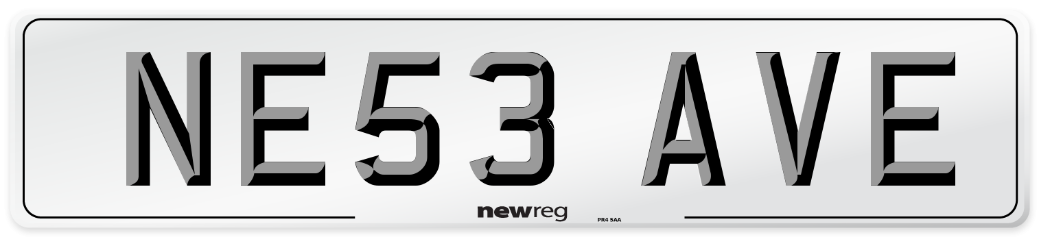 NE53 AVE Front Number Plate