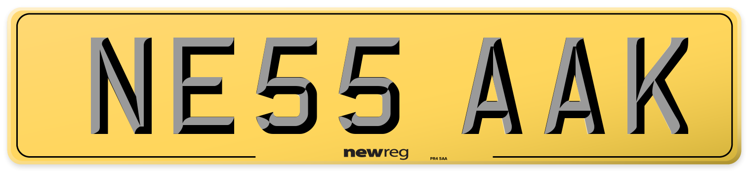 NE55 AAK Rear Number Plate