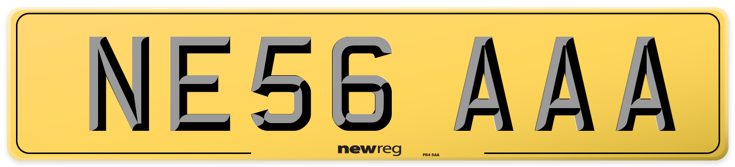 NE56 AAA Rear Number Plate