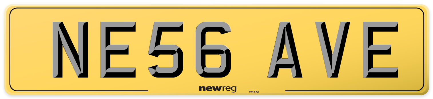 NE56 AVE Rear Number Plate