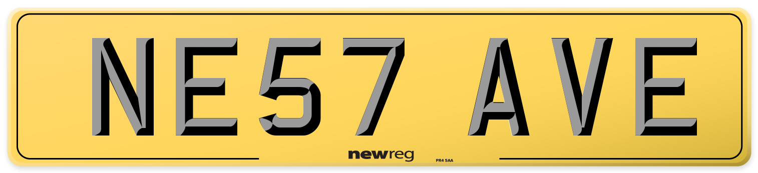NE57 AVE Rear Number Plate