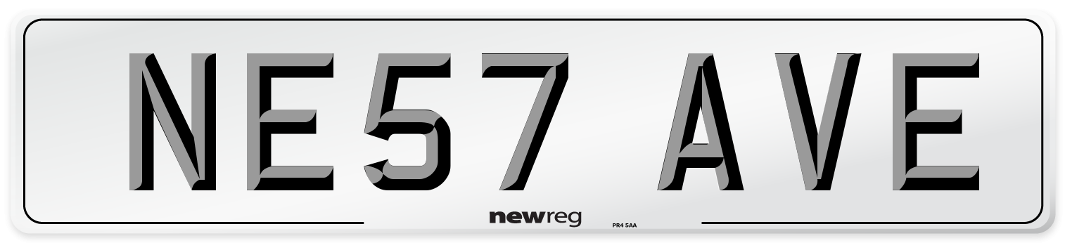 NE57 AVE Front Number Plate