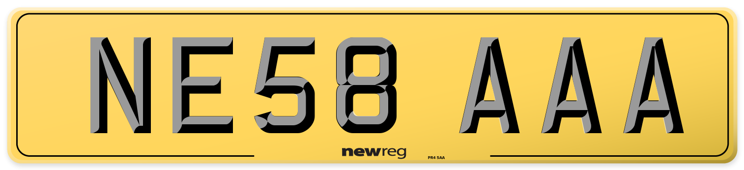 NE58 AAA Rear Number Plate