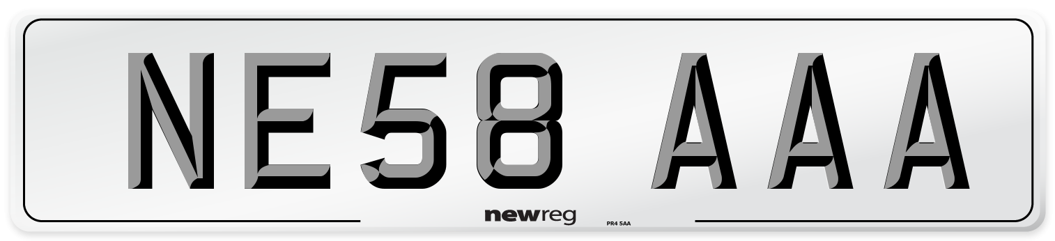 NE58 AAA Front Number Plate